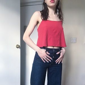 🌹rose red reformation ribbed flare tank🌹